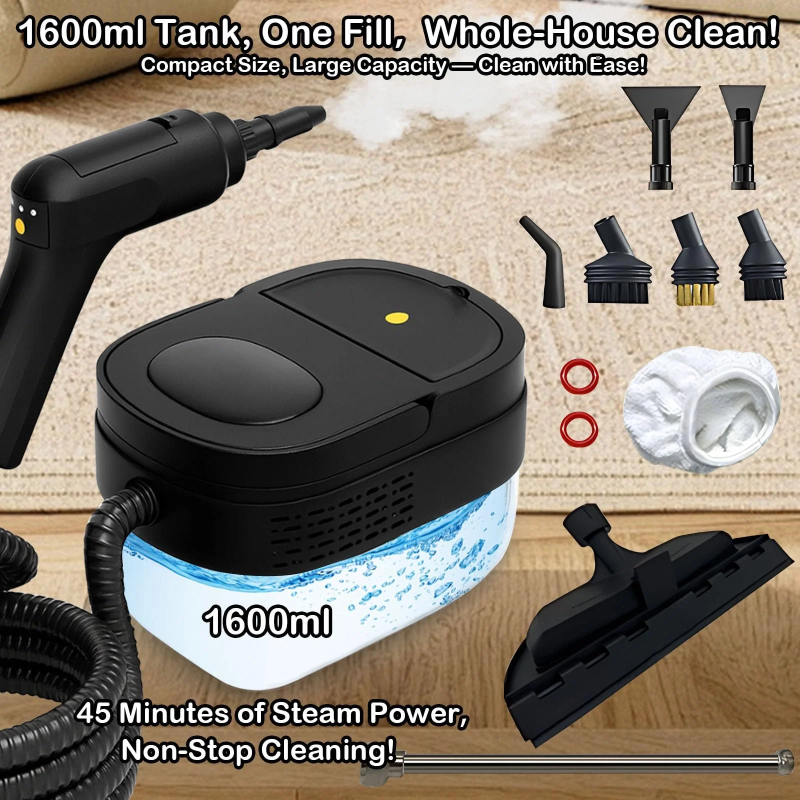 Пароочисник ручний 2500 Вт 105 °C 1100 мл, фото №3 Пароочисник ручний 2500 Вт 105 °C 1100 мл, фото №3