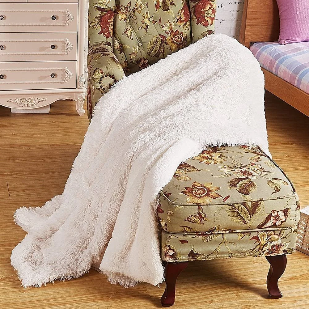 Покривало TIDWIACE Пухнаста Білий кремовий 200 x 220 см, фото №6