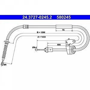 Трос стоянкового гальма ATE 24.3727-0245.2 задній лівий для MINI - Фото 1