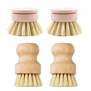 Щітка для овочів та посуду дерев'яна кругла 4 шт. - Фото 1