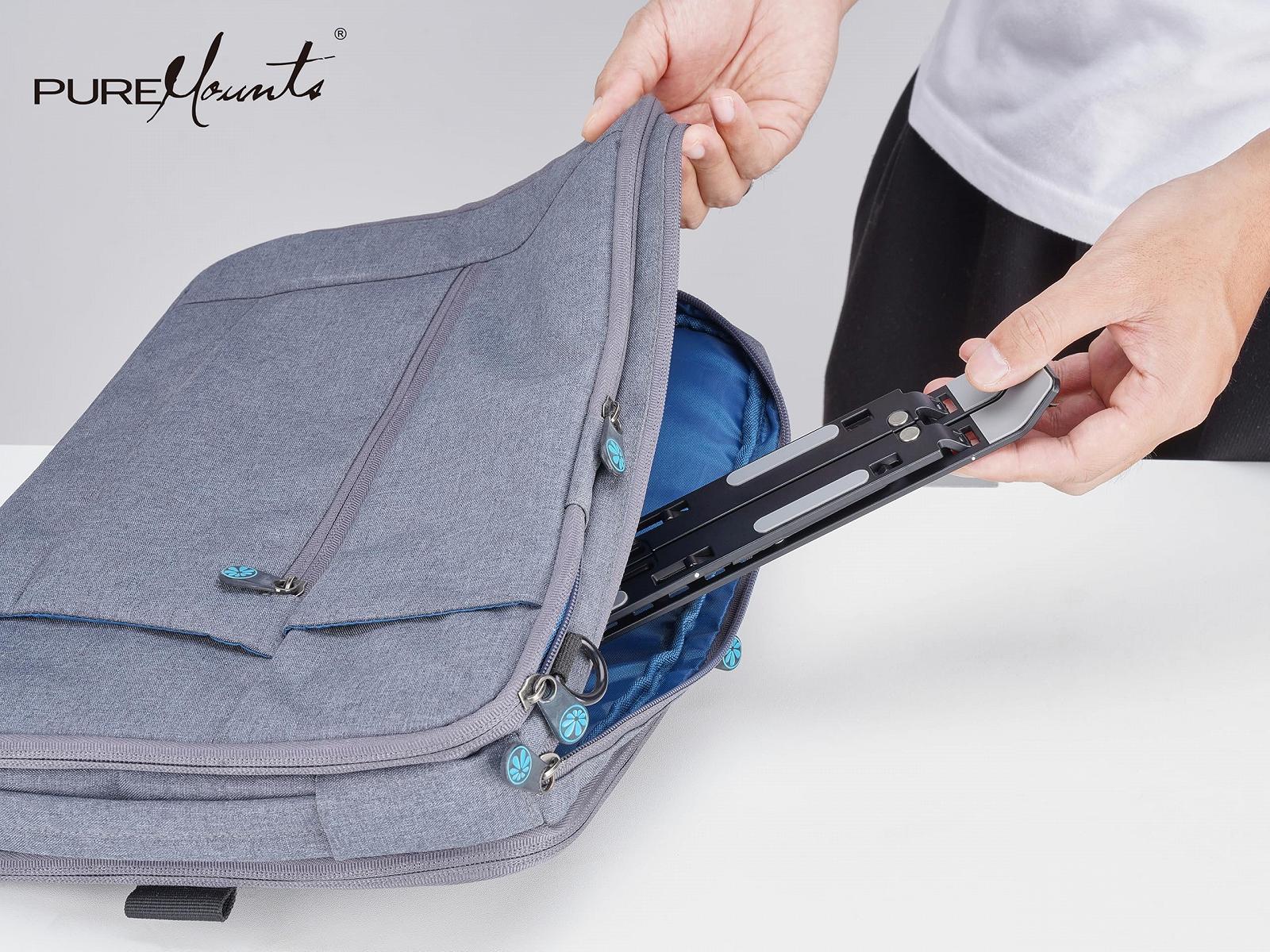 Підставка для ноутбука PureMounts, регульована по висоті, складна та ергономічна, 7 регульованих кутів огляду, алюмінієва, фото №7