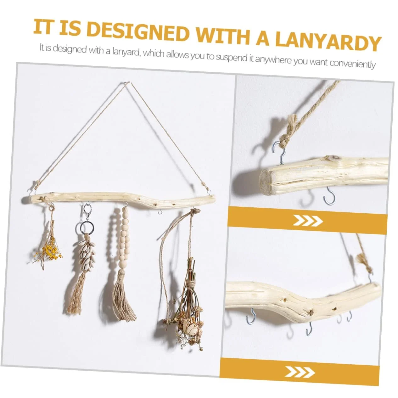 Підвісна полиця для рослин HEMOTON Дерево Залізо, фото №6 Підвісна полиця для рослин HEMOTON Дерево Залізо, фото №6