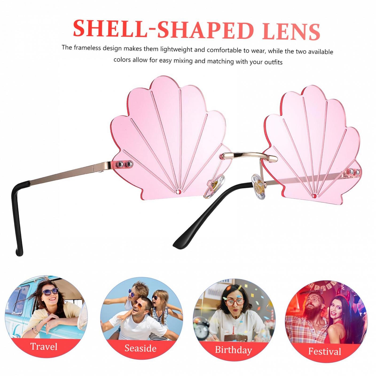 Солнцезащитные очки CATIEBYE, 2 шт., без оправы, раковины, разные цвета, фото №7