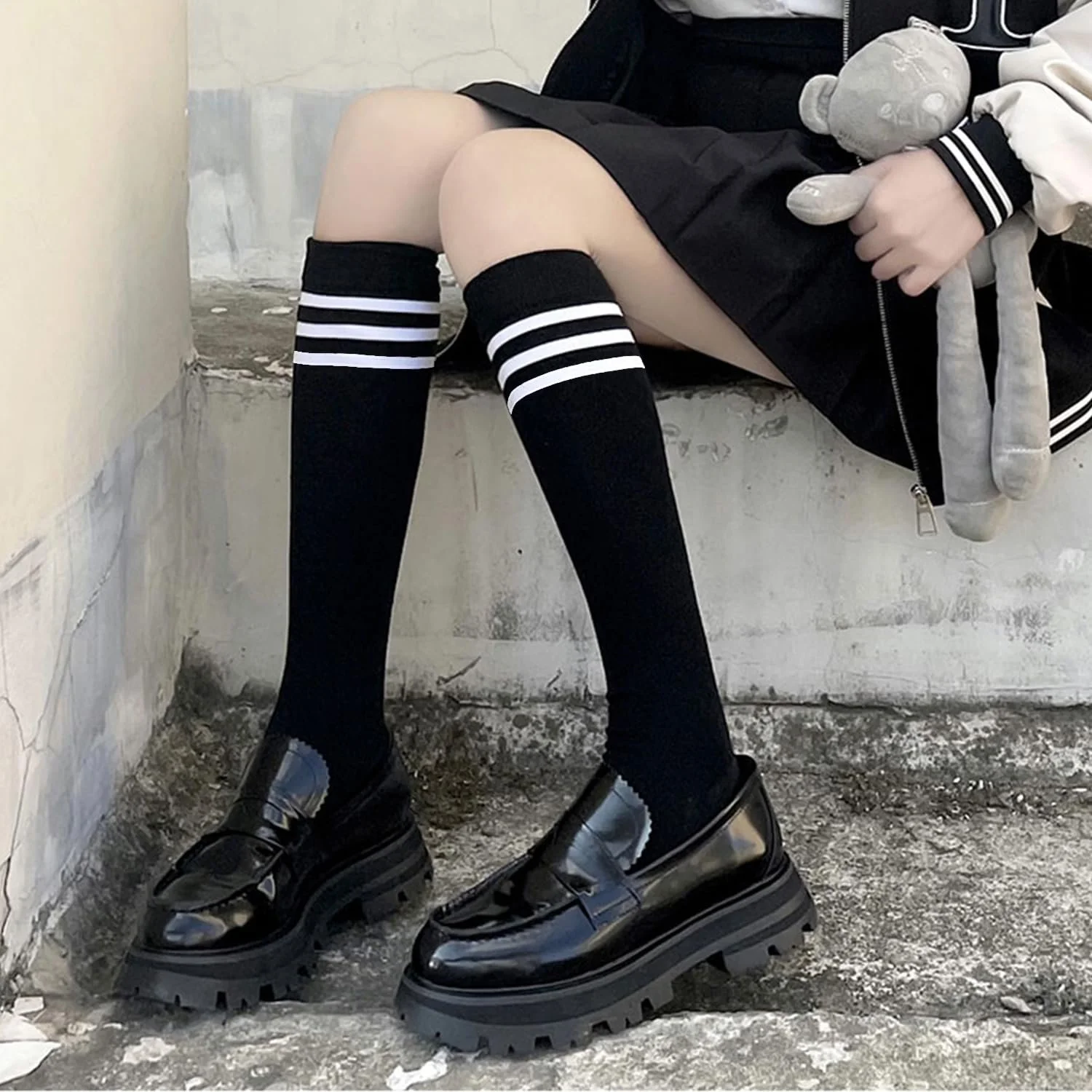 Гольфы в полоску (2 пары) - белый / черный, фото №5 Гольфы в полоску (2 пары) - белый / черный, фото №5