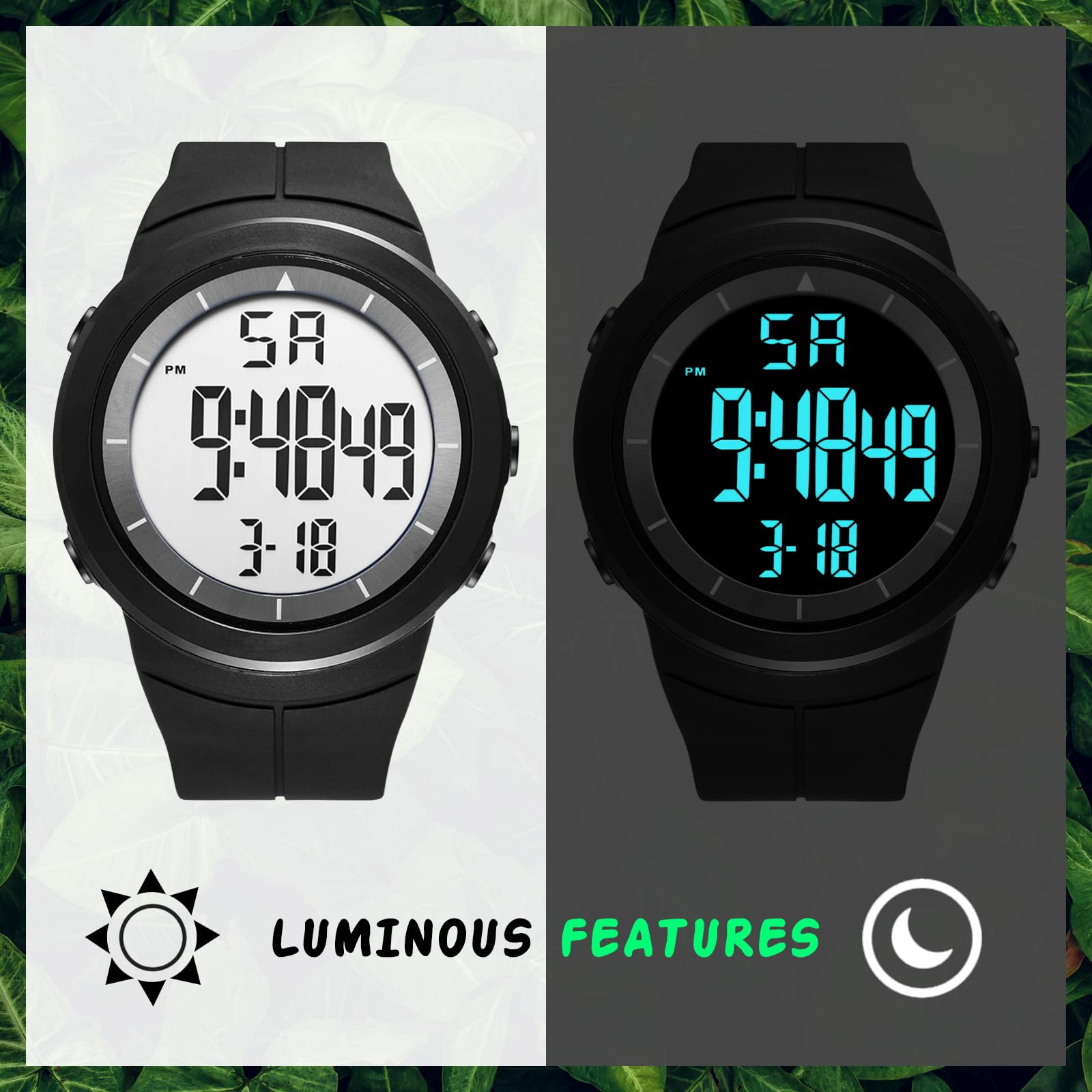 Годинник Avaner Чоловічий Військовий Цифровий Ремінець Каучуковий Спортивний з Датою Будильником Підсвічуванням Подарунок для чоловіків підлітків, фото №6