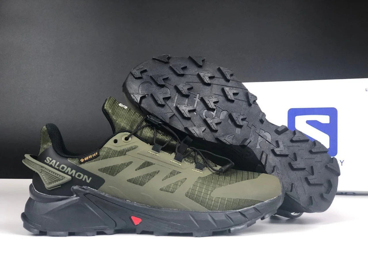 Чоловічі термо кросівки Salomon Supercross 4 Gore-tex хакі, фото №2 Чоловічі термо кросівки Salomon Supercross 4 Gore-tex хакі, фото №2