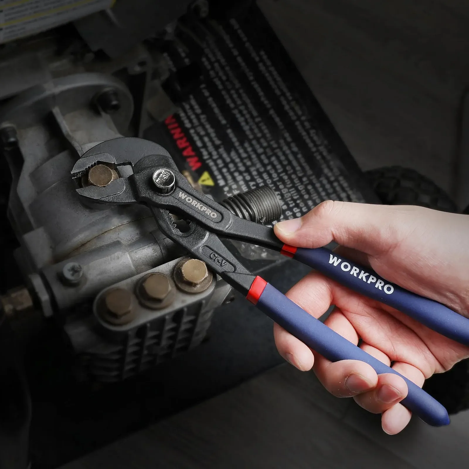 Набор плоскогубцев для водяного насоса WORKPRO 2 шт 180 мм и 250 мм Быстро регулируемые ручки для шланга Скользящее соединение с большой емкостью челюсти и нескользящей ручкой, фото №8