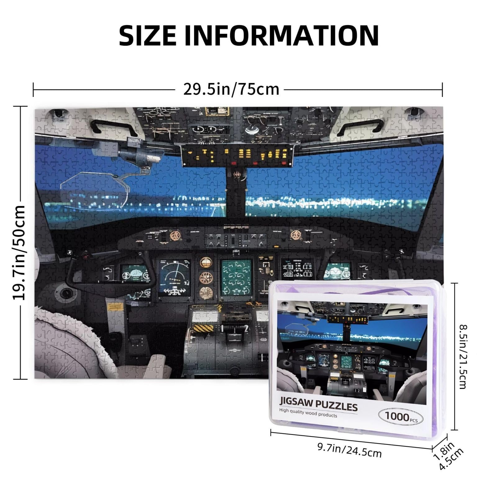 Пазл Aeroplane Cockpit Print 1000 элементов деревянный вертикальный, фото №5