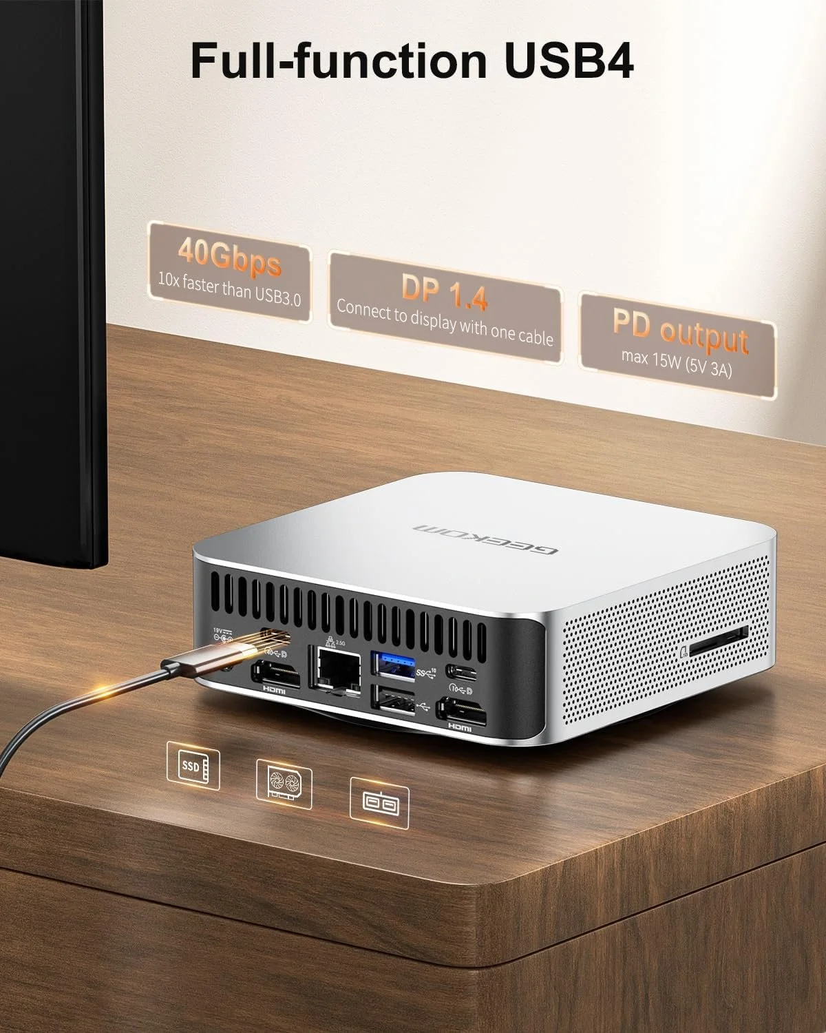 Міні-ПК GEEKOM A7 Ryzen 9 7940HS / RAM 32 / SSD 2TB / AMD Radeon 780M / 2 x HDMI / LAN / Wi-Fi 6 / Bluetooth 5.2 / Windows 11 / Сірий, фото №3 Міні-ПК GEEKOM A7 Ryzen 9 7940HS / RAM 32 / SSD 2TB / AMD Radeon 780M / 2 x HDMI / LAN / Wi-Fi 6 / Bluetooth 5.2 / Windows 11 / Сірий, фото №3
