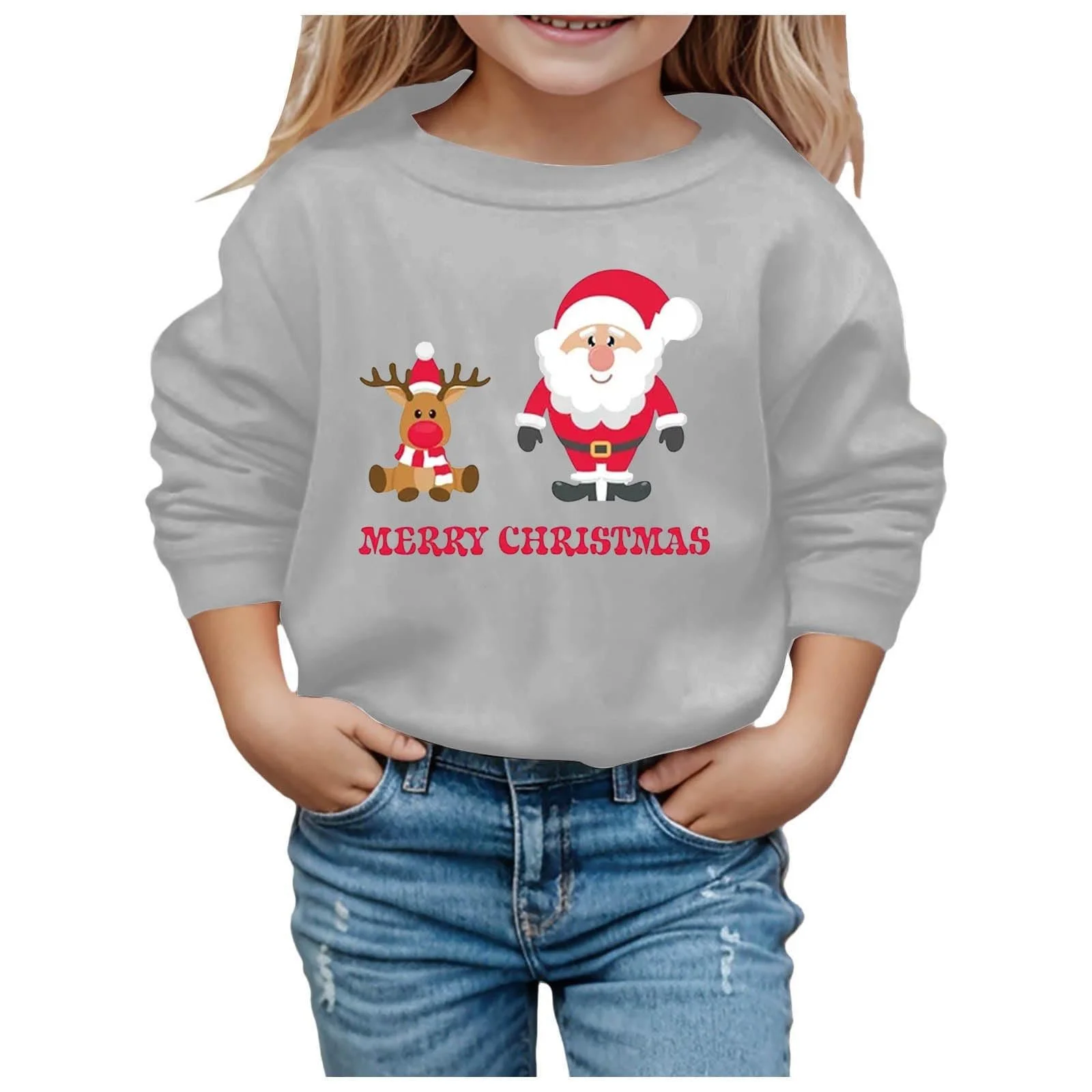 Пуловер для мальчиков 140, детский осенне-зимний рождественский пуловер с принтом, без капюшона, фото №2