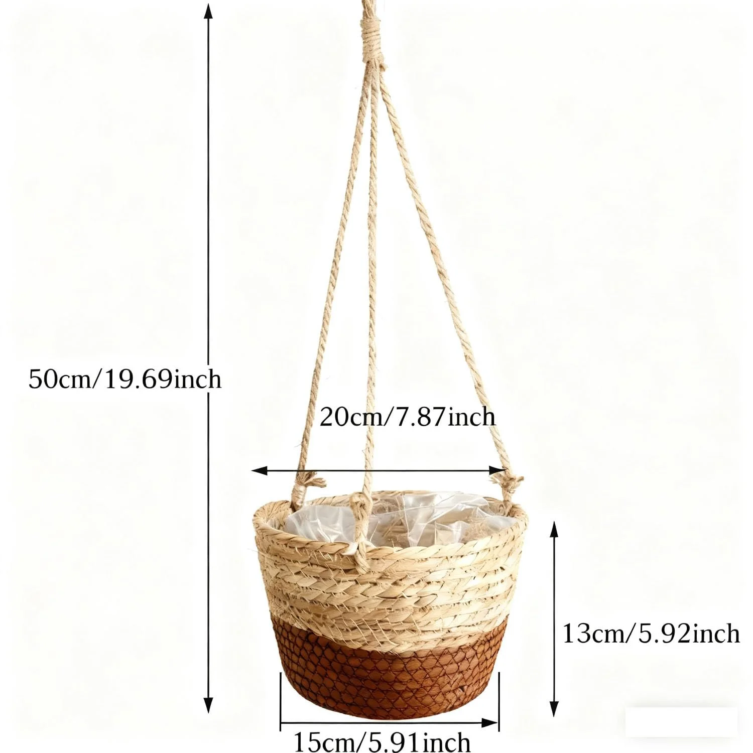 Кошик підвісний із морської трави для рослин Coffee, фото №2 Кошик підвісний із морської трави для рослин Coffee, фото №2