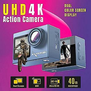 Exprotrek Екшн-камера 4K Водонепроникна Екшн-камера 40 м Ultra HD 20MP Екшн-камера 170° Ультраширокий кут WiFi ВідеоЕкшн-камера ICE стабілізація з подвійною батареєю 1350 мАг synthetic.ua - Фото 1