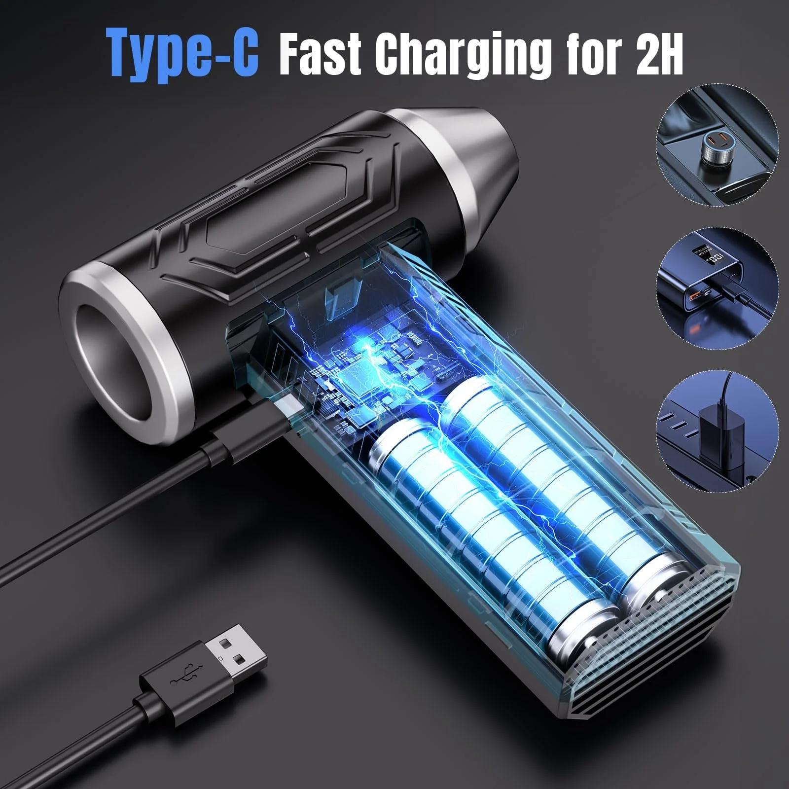 Електричний повітродувка та пилосос 2 в 1 150 000 RPM Cordless LED Flashlight, фото №6 Електричний повітродувка та пилосос 2 в 1 150 000 RPM Cordless LED Flashlight, фото №6