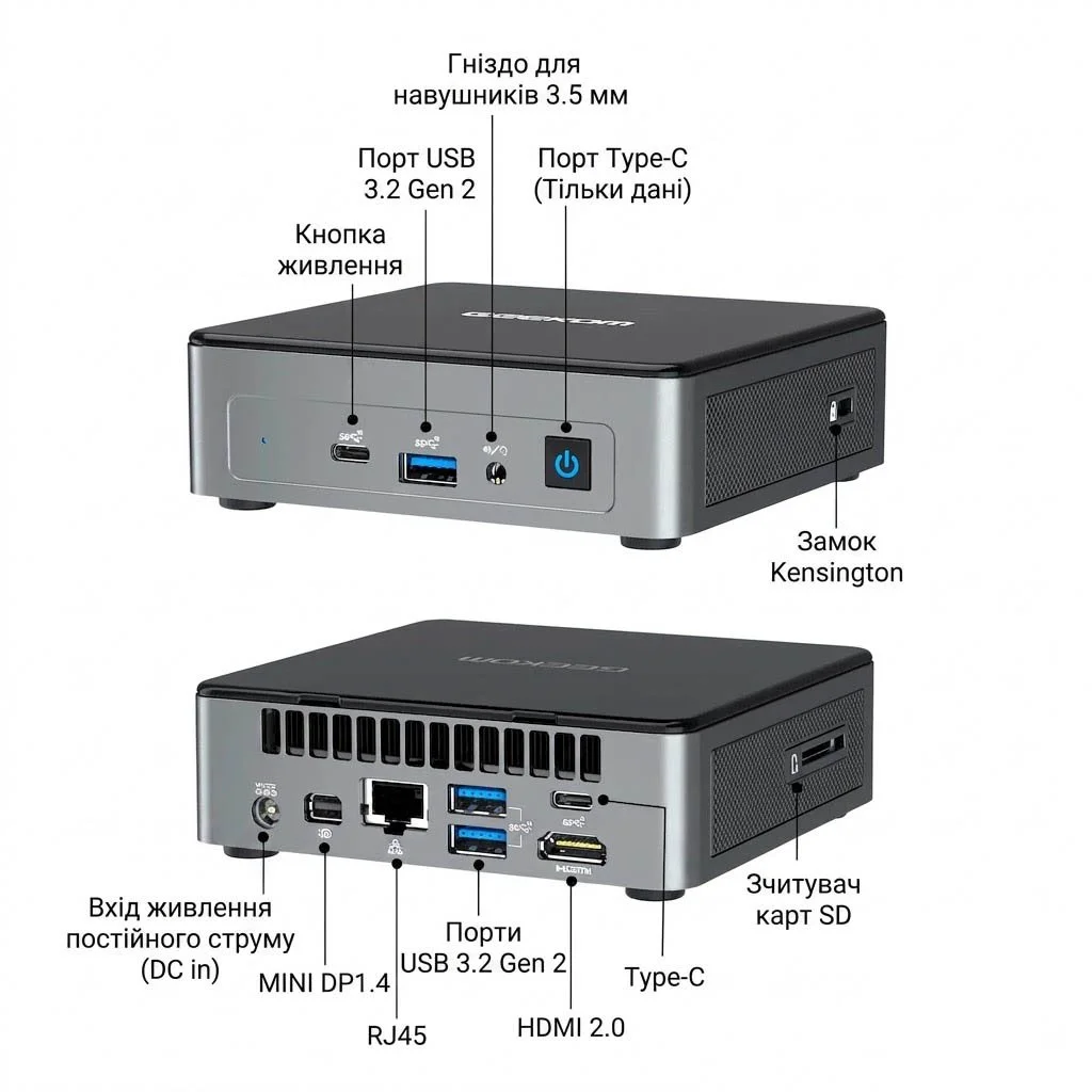 Міні ПК GEEKOM Air11 / Intel Celeron N5095 / RAM 8GB / SSD 256GB / HDMI / LAN / Wi-Fi 5 / Bluetooth 4.2 / Windows 11 / Чорний, фото №3 Міні ПК GEEKOM Air11 / Intel Celeron N5095 / RAM 8GB / SSD 256GB / HDMI / LAN / Wi-Fi 5 / Bluetooth 4.2 / Windows 11 / Чорний, фото №3