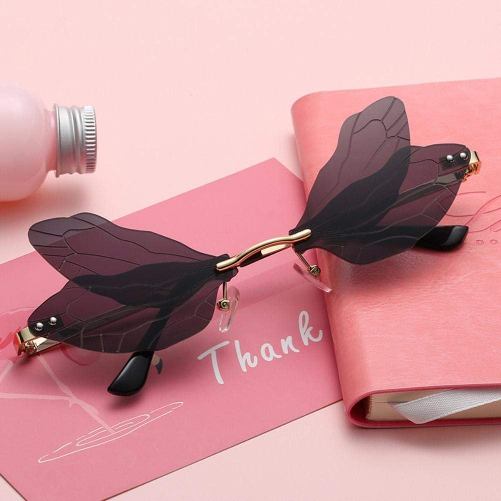 Сонцезахисні Окуляри Kagodri Крила бабки Без оправи Незвичайні Рожевий/Фіолетовий, фото №3