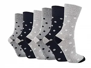 Женские носки без резинки для диабетиков Мягкие хлопковые носки с широкой фиксацией Размер 4-8 (6 пар) Серый Белый Черный 6-8, Серый, Белый, Черный - Фото 1