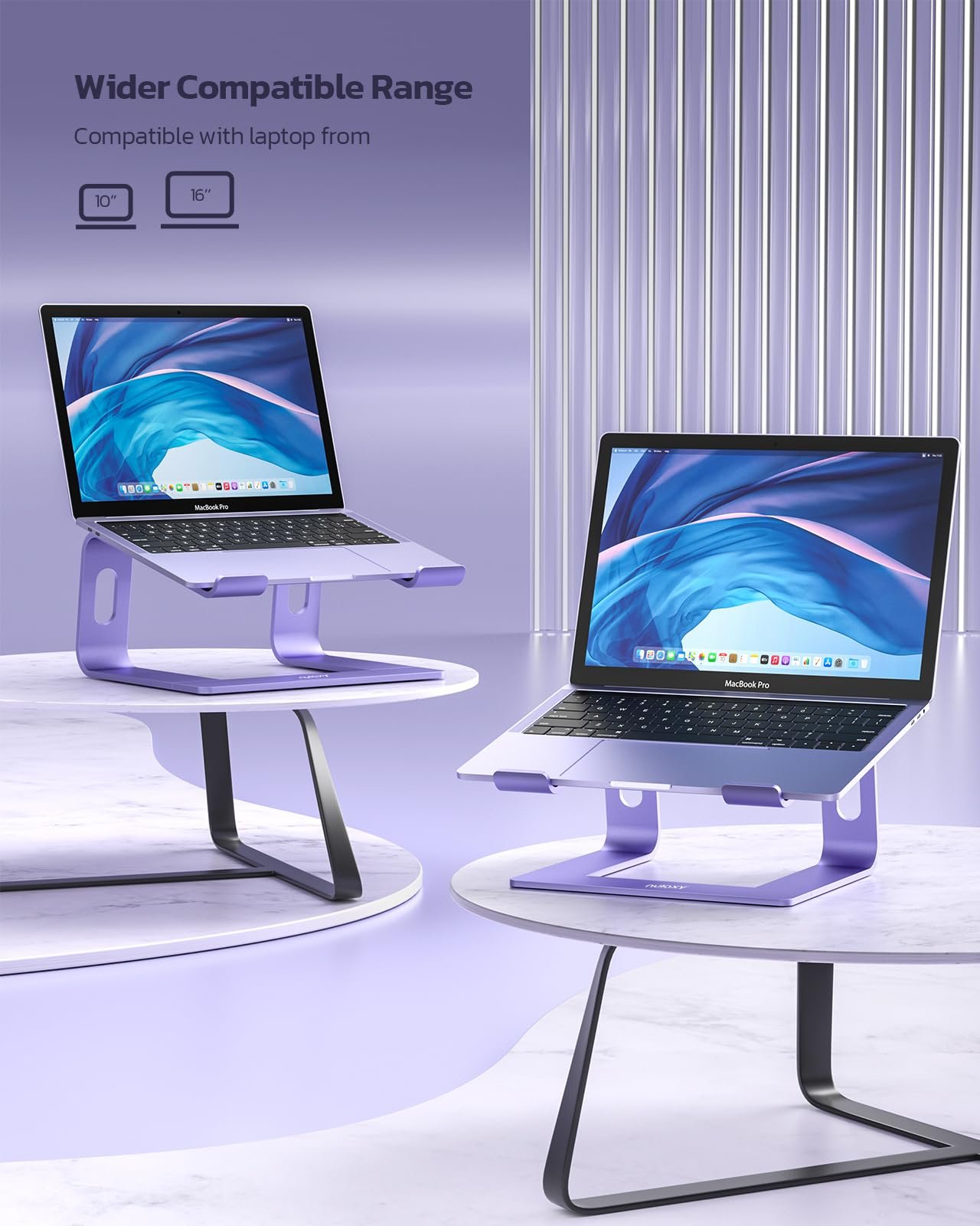 Підставка для ноутбука Nulaxy Ергономічна алюмінієва знімна 10-15.6 дюймів Фіолетовий, фото №4