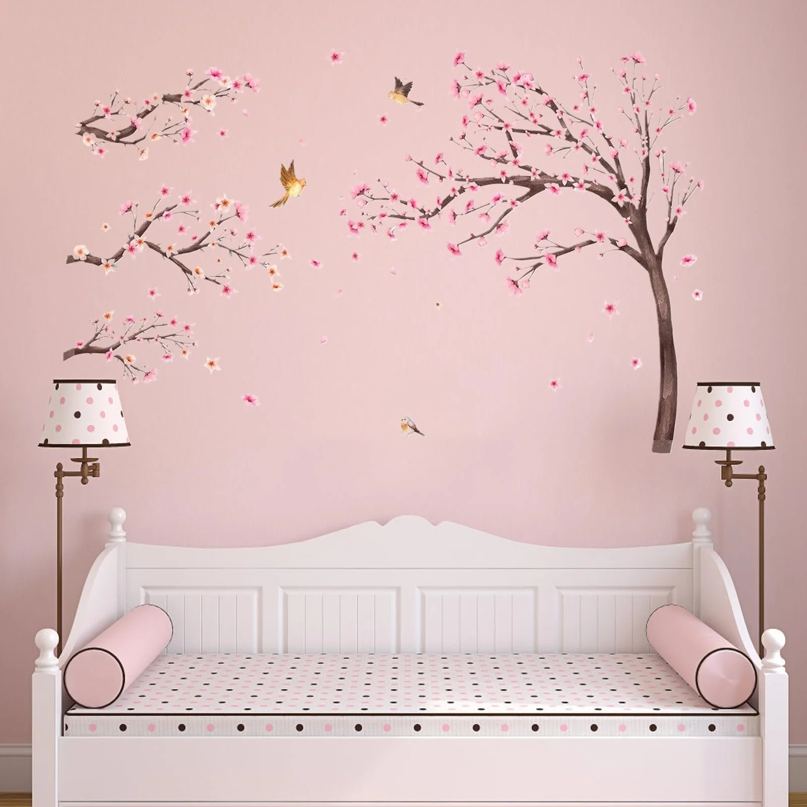 Наклейка на стіну Вишневий цвіт Птахи на гілці 171 Рожевий, фото №6