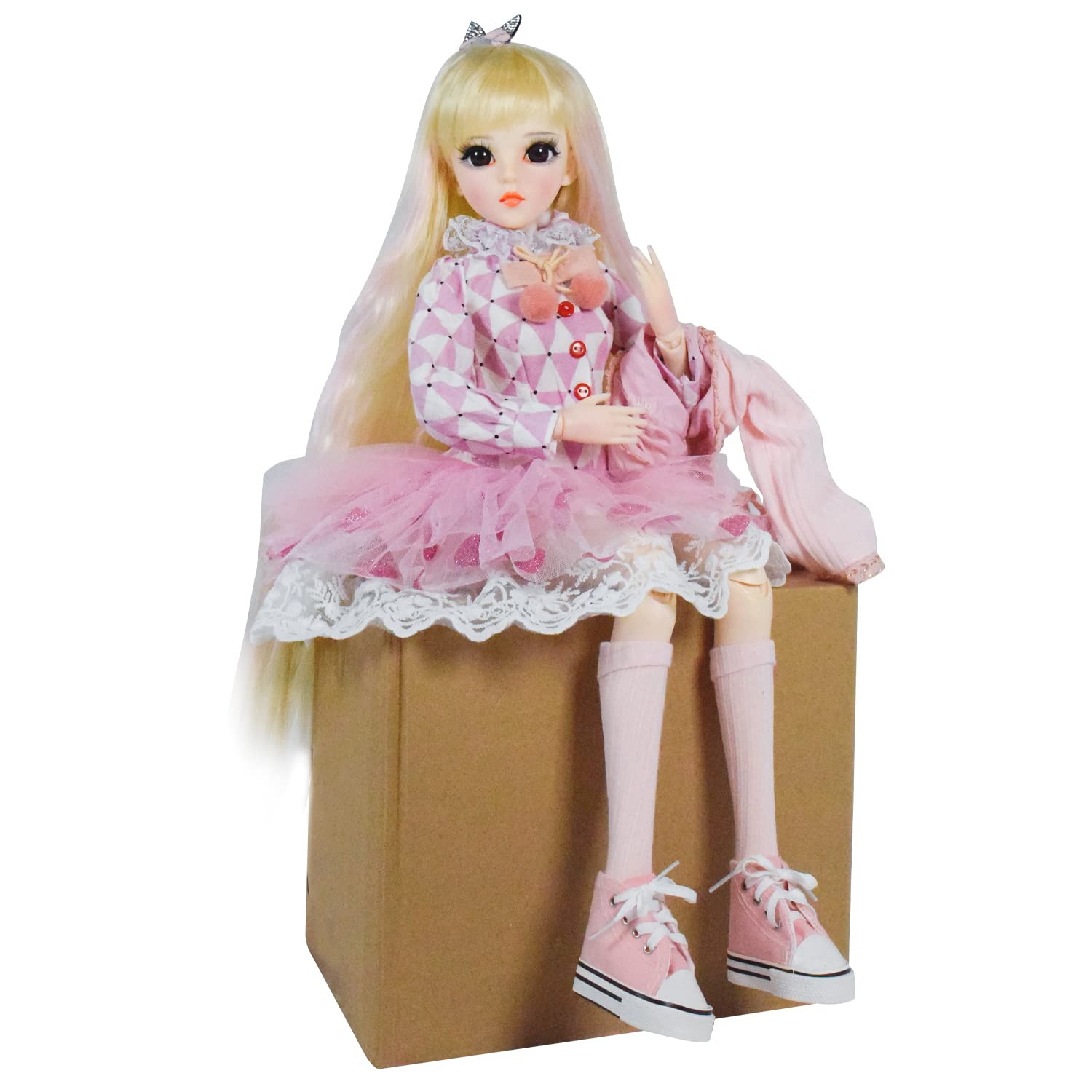Кукла EVA BJD 1/3 Ball Mechanical Jointed с полным набором одежды пальто обувь волосы носки штаны аксессуары высота 24 дюйма (Abby), фото №3