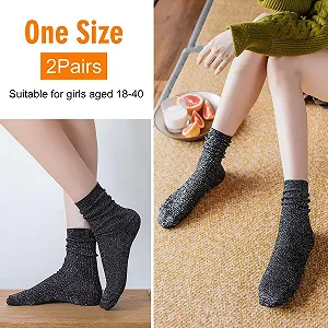 Носки SLEEKEE Женские блестящие 2 пары Модные носки-следы с блестящей нитью Черный, M synthetic.ua - Фото 1