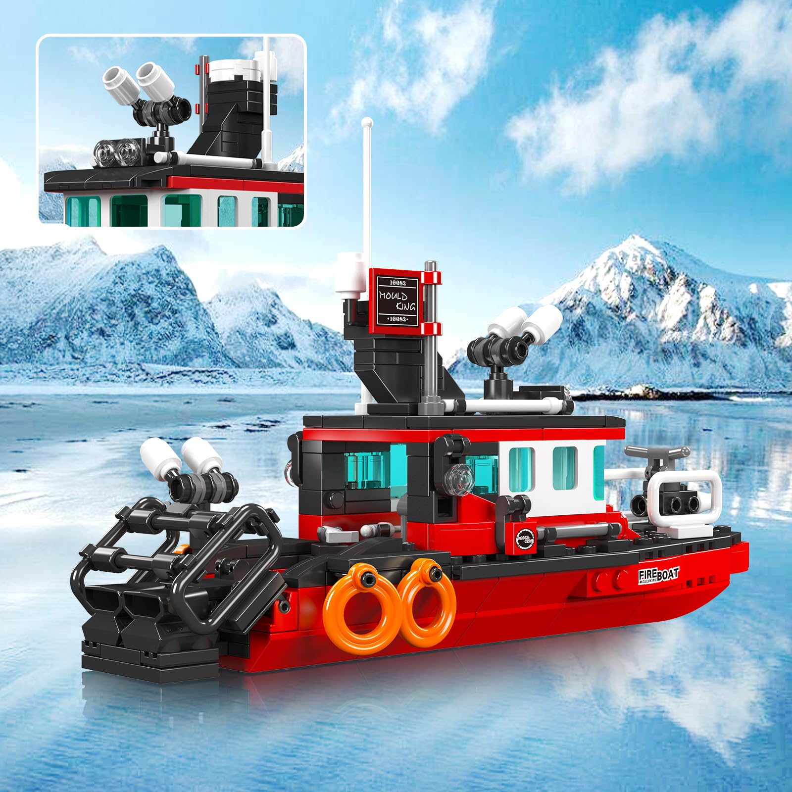 Набор Mould King Creative Fire Boat Model 10082 для строительства пожарного катера для мальчиков и девочек от 8 лет (315+ деталей), фото №7
