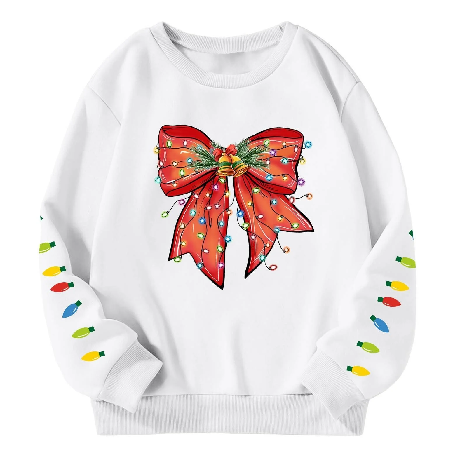 Толстовка для мальчиков 140 - Детский свитшот для девочек Рождественский бант Рождество Осень Оверсайз Толстовка Пуловер Модные свитшоты Праздничный Логотип Принт Одежда Топы Хип-Хоп Оверсайз Свитшоты, фото №5