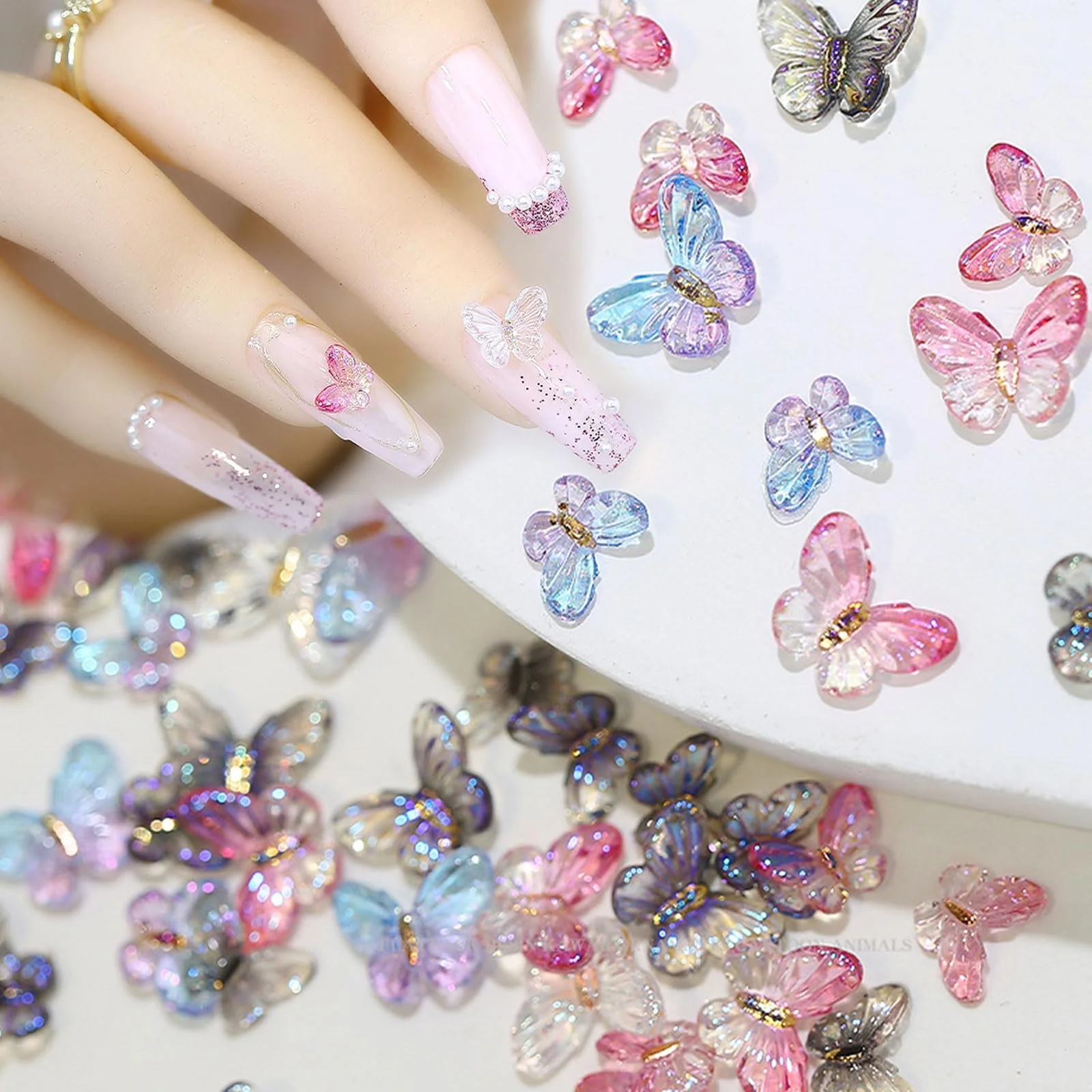 Підвіски для дизайну нігтів у формі метелика, кристали, фото №4