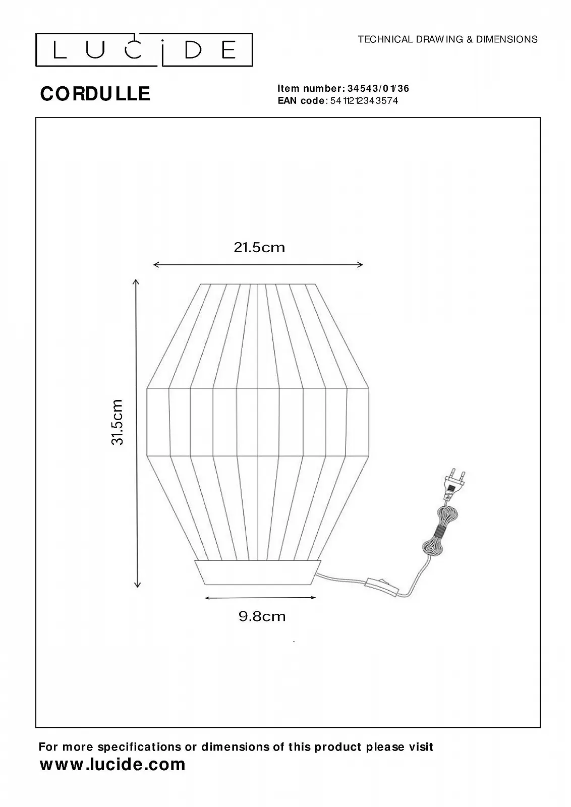 Настільна лампа LUCIDE CORDULLE 1 x E27 Сіра, фото №6