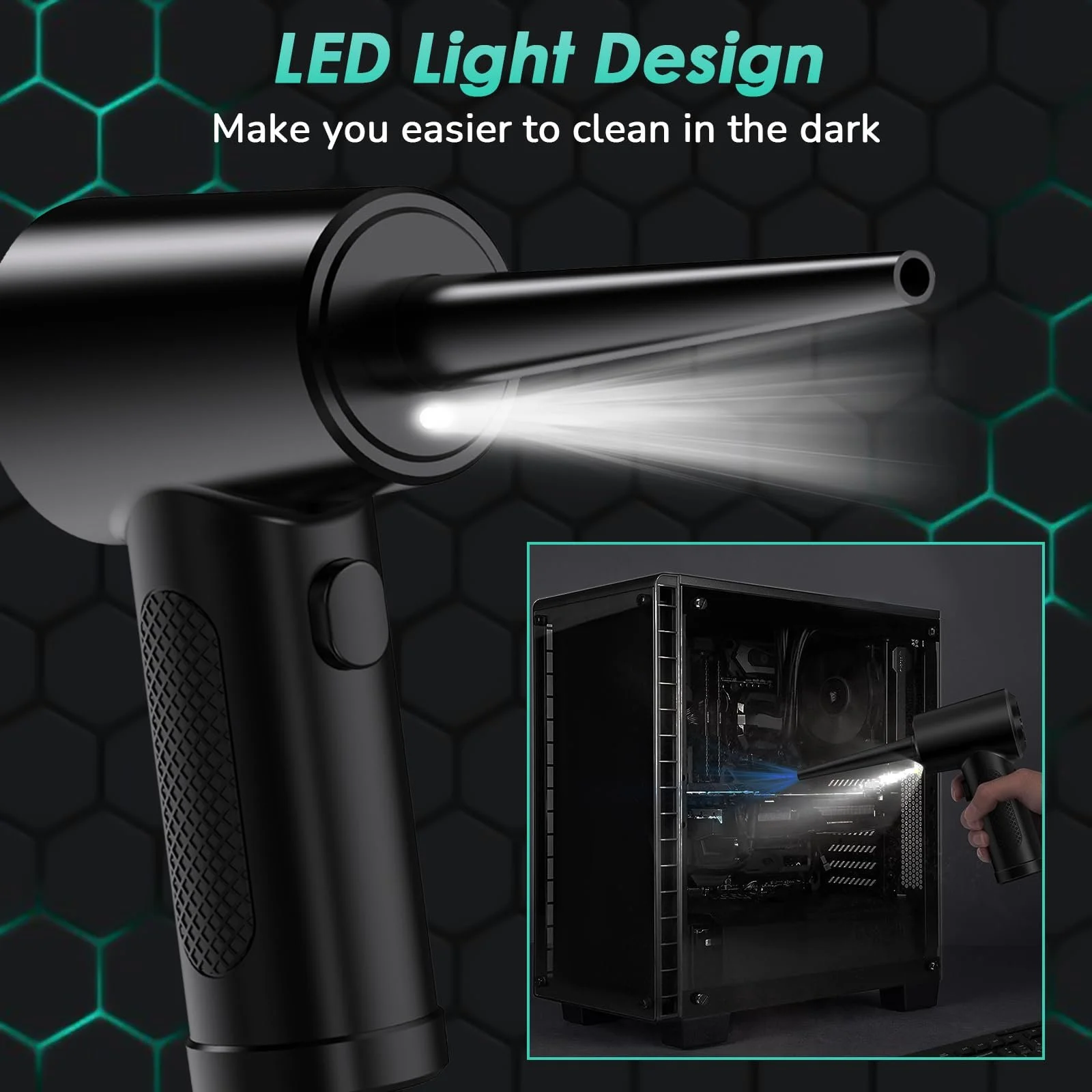 Аккумуляторный воздуходувка Bizcasa 100 000 об/мин 6000 мАч LED, фото №6