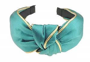 Обруч Золотая окантовка Блестящий атласный Обруч бирюзовый - Фото 1