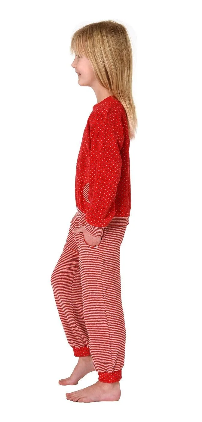 Піжама Normann для дівчат, махрова тканина, з манжетами, тепла, у смужку, фото №3 Піжама Normann для дівчат, махрова тканина, з манжетами, тепла, у смужку, фото №3