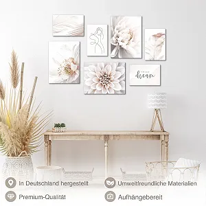 Картини на стіну Novart Flowers Vintage N033571a набір із 7 шт. сіро-рожеві synthetic.ua - Фото 1