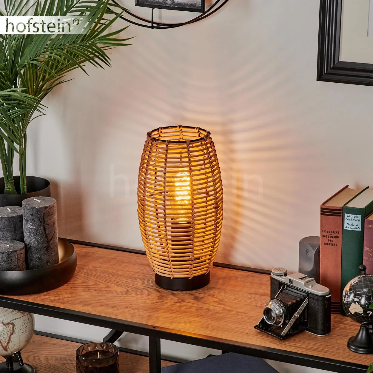 Настільна лампа Mulstrand Metal/Rattan Boho 1 x E27 Black/Natural, фото №8