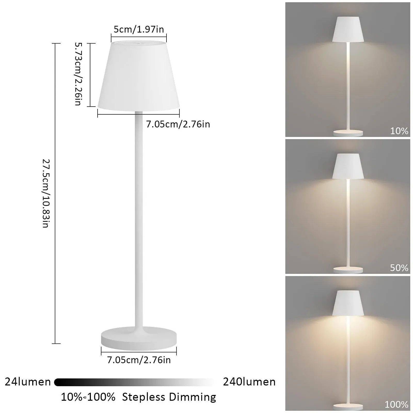 Настільна лампа K-Bright 27,5 см LED Indoor and Outdoor Small Battery Warm Light IP54 Waterproof Mini USB Charging Station Біла, 2 шт., фото №3