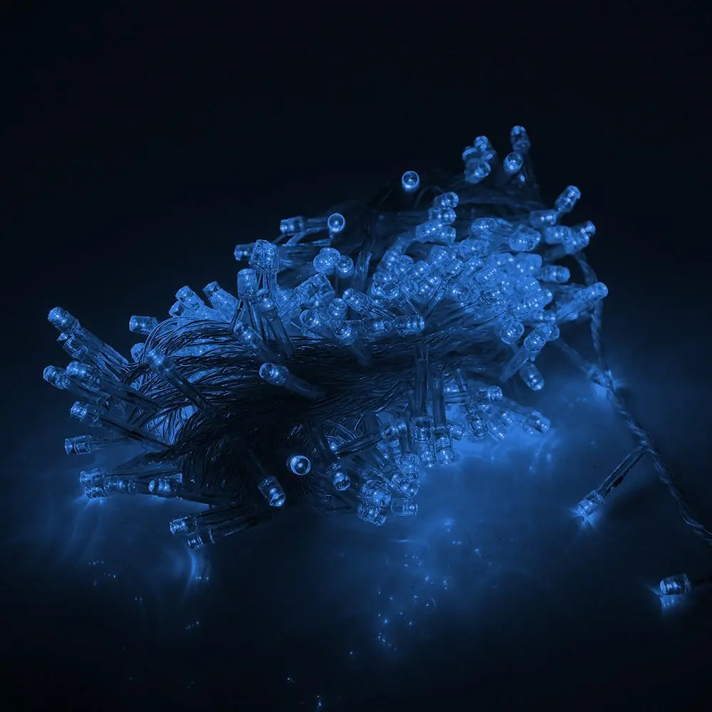 Гірлянда 300LED Водоспад Blue 8 режимів 3*1,2метра, прозора ізоляція BOX, фото №1