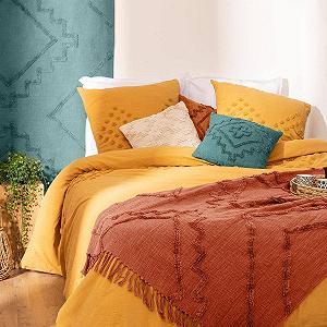 Покривало бавовняне Atmosphera Inca Текстуроване 130 x 180 см Теракотовий synthetic.ua - Фото 1