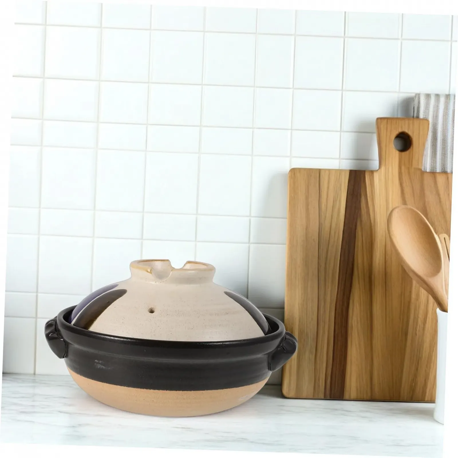 Кастрюля керамическая LIFKOME Vintage Japanese Dutch Oven с крышкой и двойными ручками, фото №5