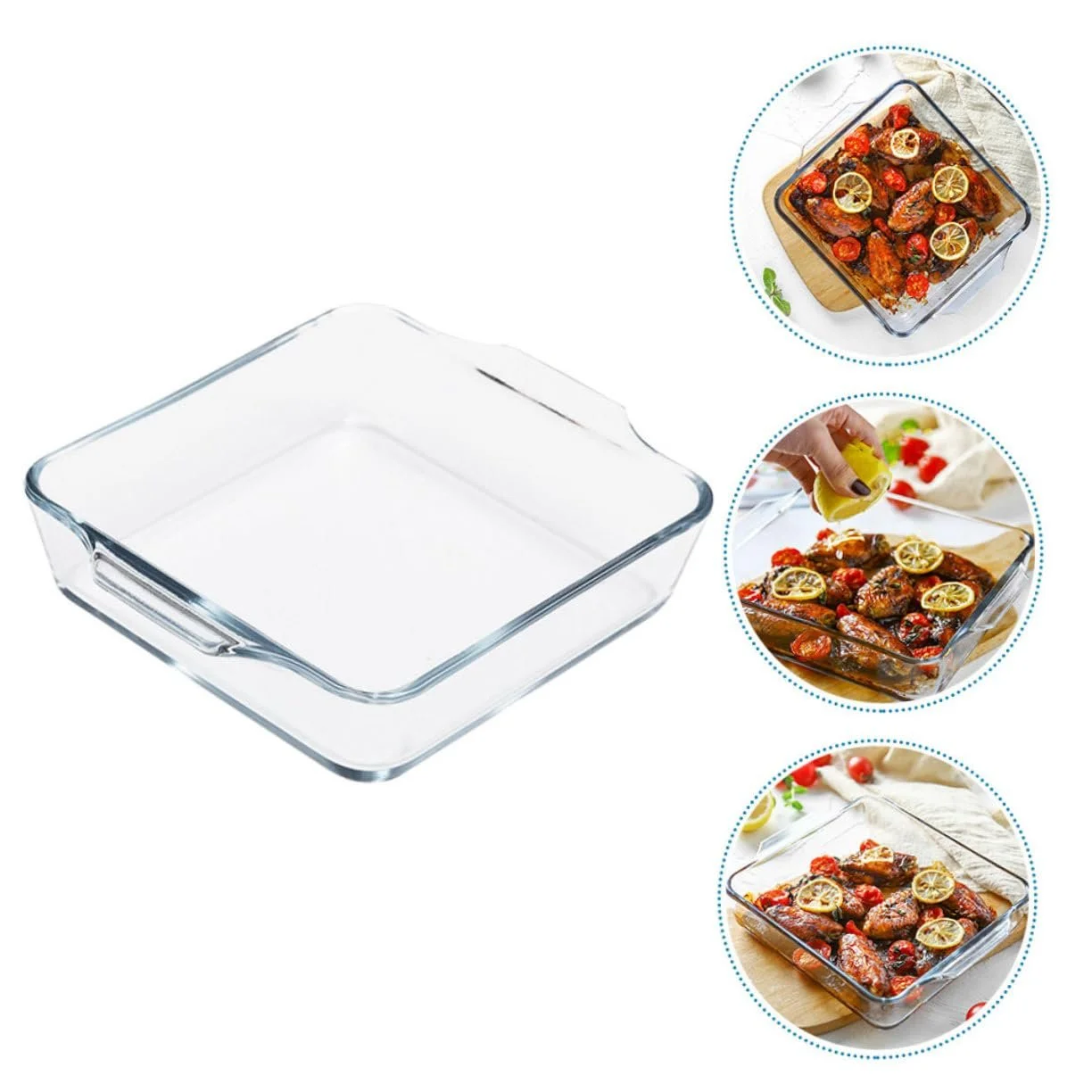Форма для запікання скляна термостійка для духовки та мікрохвильової печі універсальна, фото №3