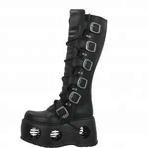 Ботинки New Rock Neptuno M-272-S2 готические кожаные высокие до колена черные металлик synthetic.ua - Фото 1