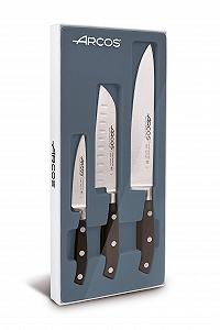 Набор кухонных ножей Arcos Riviera Нож для очистки овощей + Santoku + Поварской нож Лезвие из нержавеющей стали, рукоятка из полиоксиметилена Черный - Фото 1