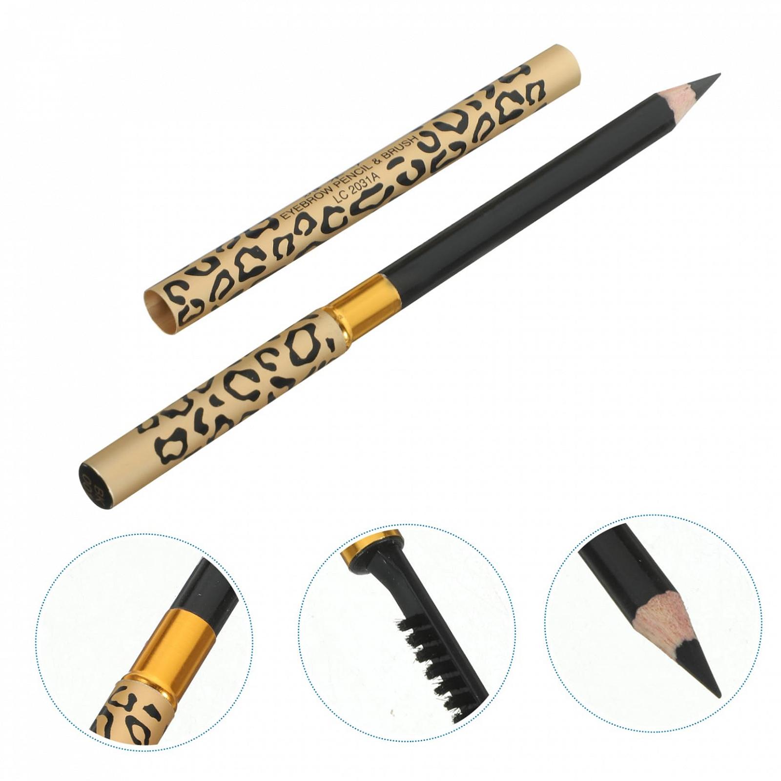 Олівець Solustre 2 шт. з щіткою для брів стійкий глибоко пігментований з кришкою у вигляді леопарда, фото №7 Олівець Solustre 2 шт. з щіткою для брів стійкий глибоко пігментований з кришкою у вигляді леопарда, фото №7