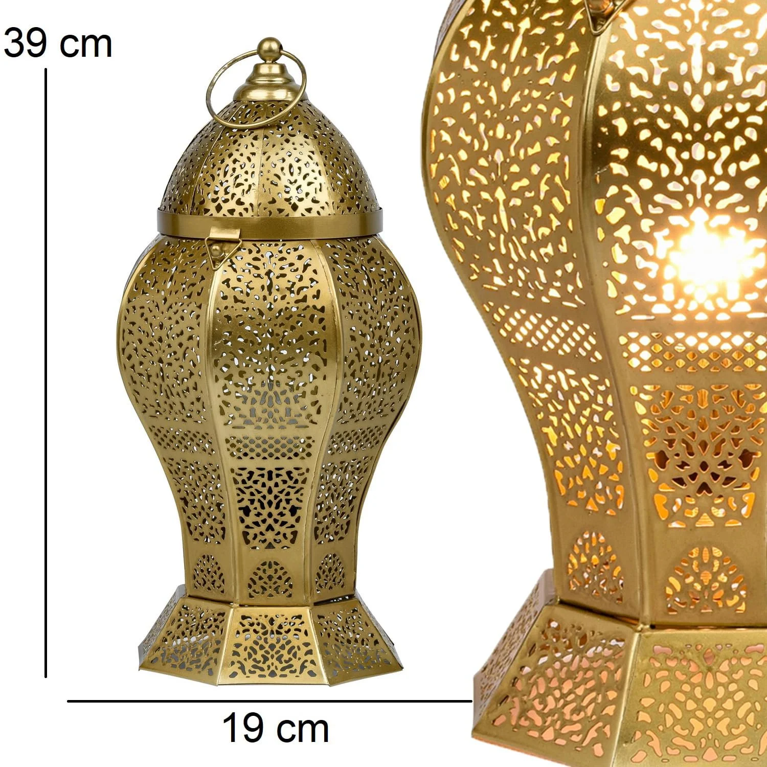 Набір із 2 настільних ламп Marrakech 40 см Металеві E27 Золотисті, фото №6