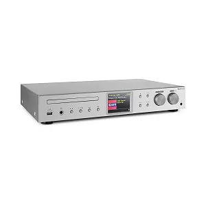CD-програвач Hi-Fi Auna iTuner 320 BT з Bluetooth і Wi-Fi, Spotify Connect, розширення Hi-Fi-систем, DAB+, WLAN антена до 30 м, срібний - Фото 1