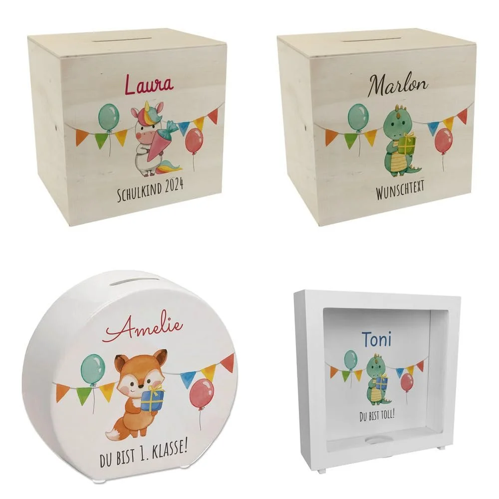 Скарбничка персоналізована Тварини для першокласників Кераміка Дерево, фото №5