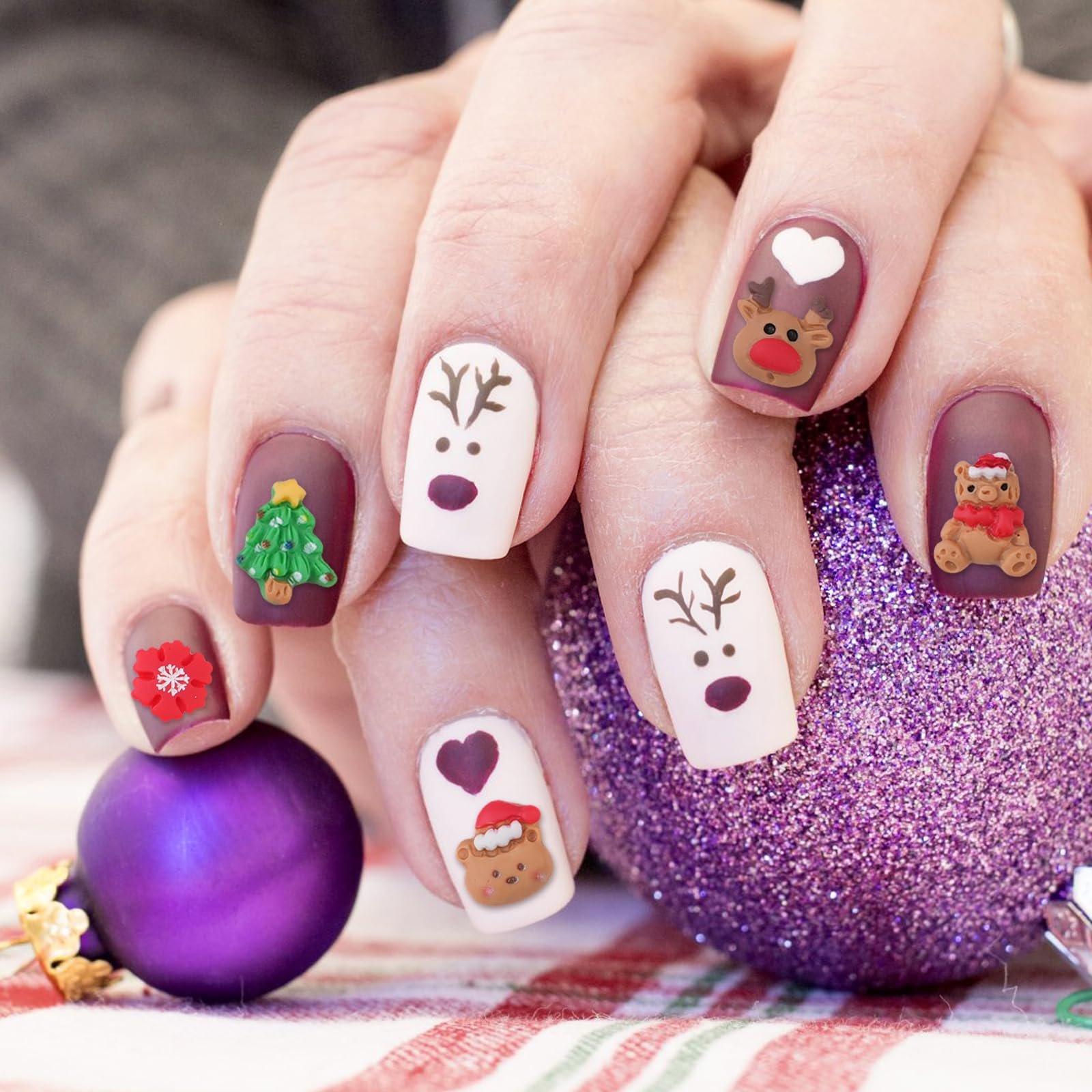 Різдвяні, 3 коробки, 3D прикраси для нігтів, фото №5