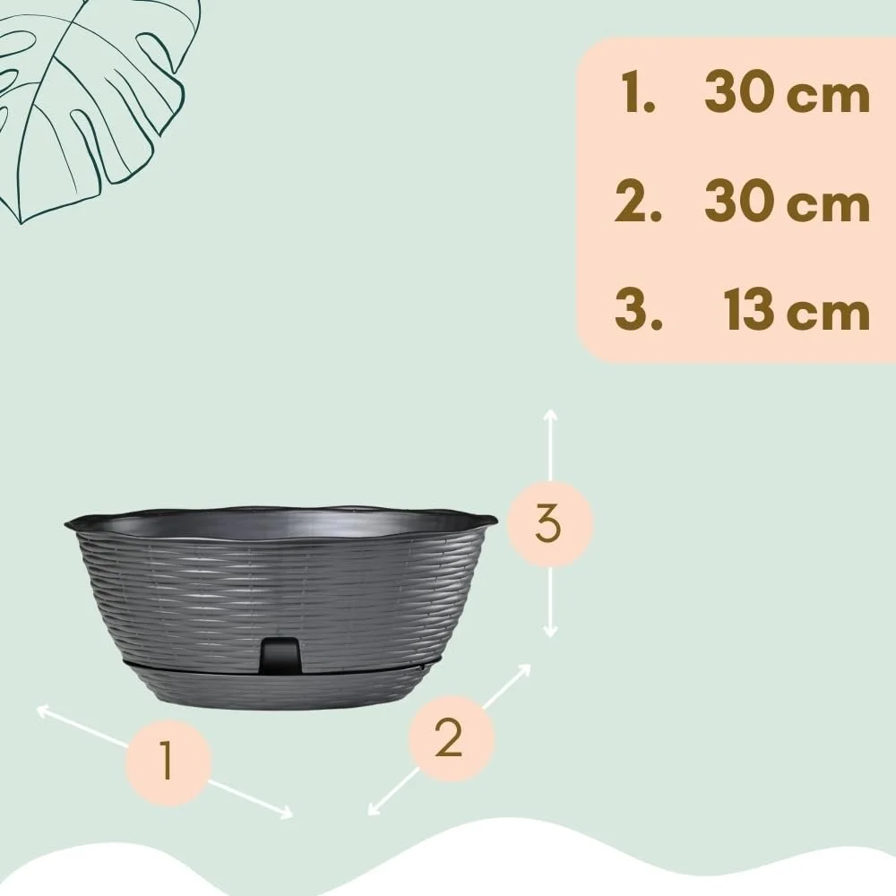 Підвісний квітковий горщик GarPet ротанг 30 x 23 см 2 шт Антрацит, фото №2 Підвісний квітковий горщик GarPet ротанг 30 x 23 см 2 шт Антрацит, фото №2