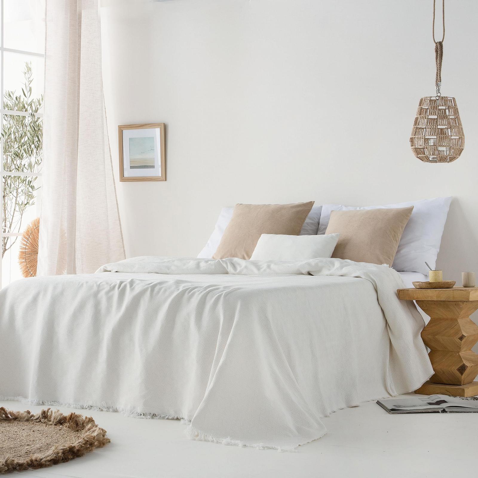 Покривало GAMUSI Багатоцільове для ліжка, дивана М'яка бавовна Геометричний 180 x 140 см Натуральний, фото №3 Покривало GAMUSI Багатоцільове для ліжка, дивана М'яка бавовна Геометричний 180 x 140 см Натуральний, фото №3