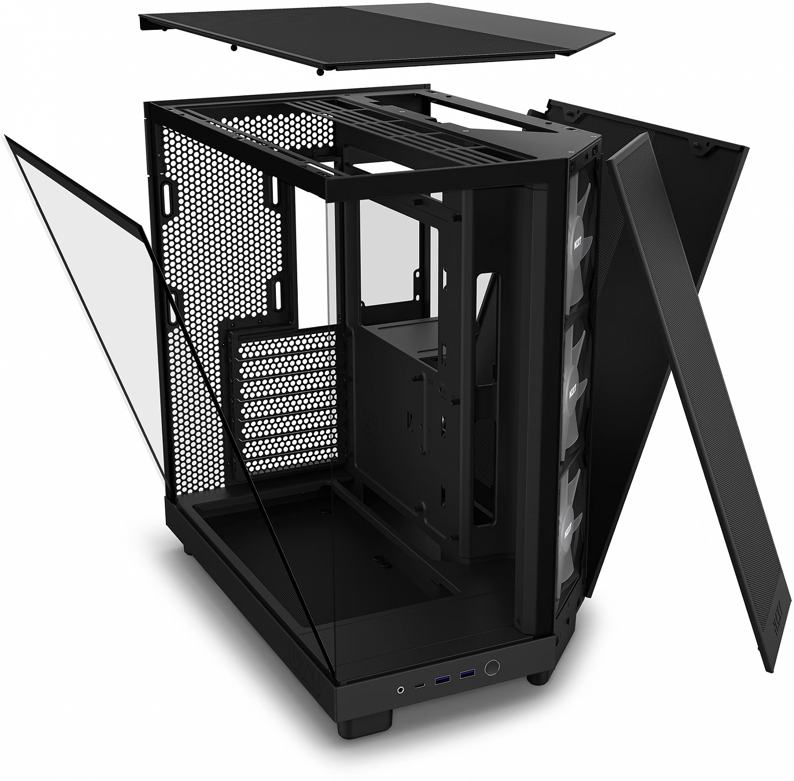 Корпус NZXT H6 Flow RGB (CC-H61FB-R1) / Mid-Tower / ATX, Micro-ATX, Mini-ITX / 3x120mm ARGB / 1xUSB Type-C / Без БЖ / Чорний, фото №14 Корпус NZXT H6 Flow RGB (CC-H61FB-R1) / Mid-Tower / ATX, Micro-ATX, Mini-ITX / 3x120mm ARGB / 1xUSB Type-C / Без БЖ / Чорний, фото №14