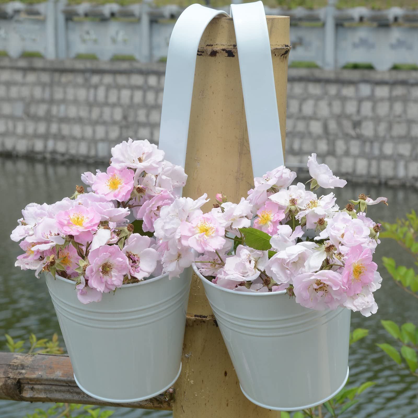 Підвісні квіткові горщики DRULINE Набір 12 шт. Металеві Білі 9/13 см, фото №6