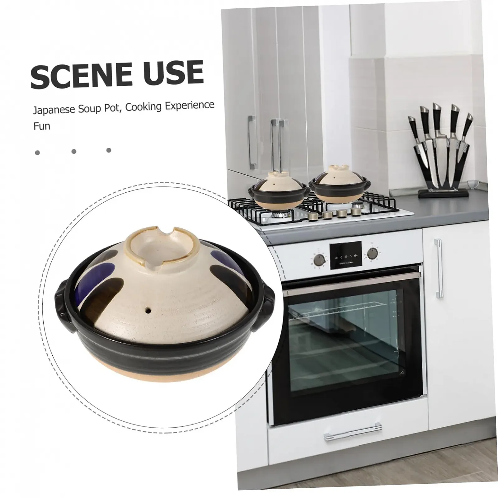 Керамическая кастрюля TIDTALEO с крышкой, термостойкая, для супов и рагу, для открытого огня, фото №3